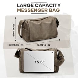 Vintage Men's Shoulder Bag Messenger Bag Canvas Bag, Multiple Pocket Work Bag, Laptop Bag, Student Bag, College Bag for Daily