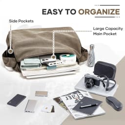 Vintage Men's Shoulder Bag Messenger Bag Canvas Bag, Multiple Pocket Work Bag, Laptop Bag, Student Bag, College Bag for Daily