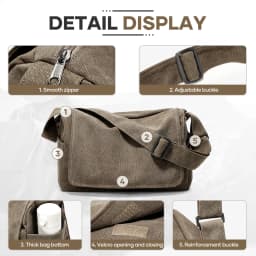 Vintage Men's Shoulder Bag Messenger Bag Canvas Bag, Multiple Pocket Work Bag, Laptop Bag, Student Bag, College Bag for Daily