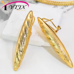 YTJX Metal Frosted Texture Piercing Earrings Hight Quality 18K Gold Color Long Drop Earring For Women Gothic Jewelry Accessories
