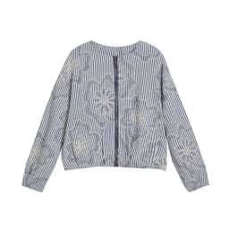 ETJ 2026 new women's three-dimensional flower-shaped texture decorated round-neck long-sleeved pilot jacket coat