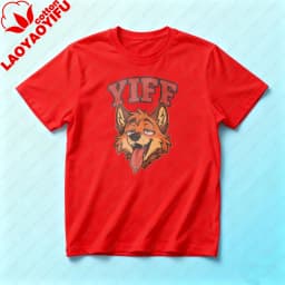 Furry Yiff Fox Shirt Fluffy Lover Merch Gift Fandom Clothing Cosplay Role Play Tops Hot Fox Graphic Tee Men Fashion Streetwear