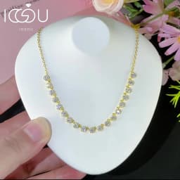 IOGOU Quality 14k Gold Filled Bubble Necklaces 3mm Moissanite Pendant Necklace for Women Jewelry GRA Certificate Wedding Gifts