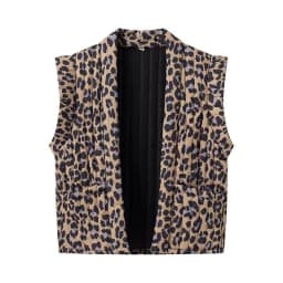 Women's Early Autumn Open Front Leopard Print Sleeveless Vest, Sexy and Trendy, Age-reducing, Perfect for Layering