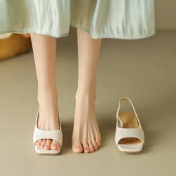 Women's Open-Toe Sandals Square-Toe Low-Heel Comfort Slip-On Dress Shoes PU Leather Ideal for summer office wear and commuting.