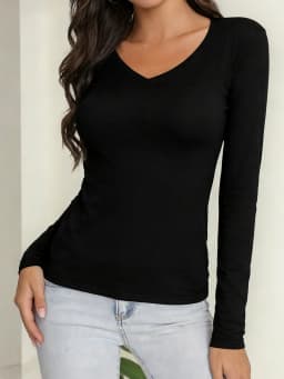 Women's Long-Sleeved V-Neck Soft Sports Top, Suitable for Various Scenarios Such as Sports, Home Wear, and Commuting.