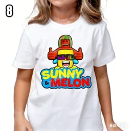 Sunny And Melon Design T-Shirt Gamer Tee Funny Gaming Pattern Shirt High Quality Kid'S Cotton Short Sleeved Summer Adult T-Shirt