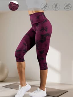 Women's Super Soft High Waisted Tie Dye Print Capri Pants for Cozy Home & Casual Outfit