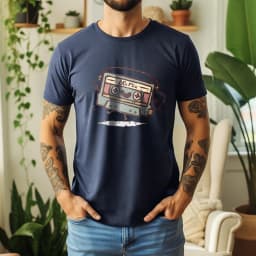 2026 New Summer Mens Casual Cotton Tee Soft Short Sleeve with 80s Mix Cassette Graphic Retro Music Style Daily Wear