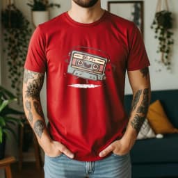 2026 New Summer Mens Casual Cotton Tee Soft Short Sleeve with 80s Mix Cassette Graphic Retro Music Style Daily Wear