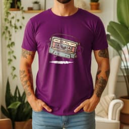 2026 New Summer Mens Casual Cotton Tee Soft Short Sleeve with 80s Mix Cassette Graphic Retro Music Style Daily Wear