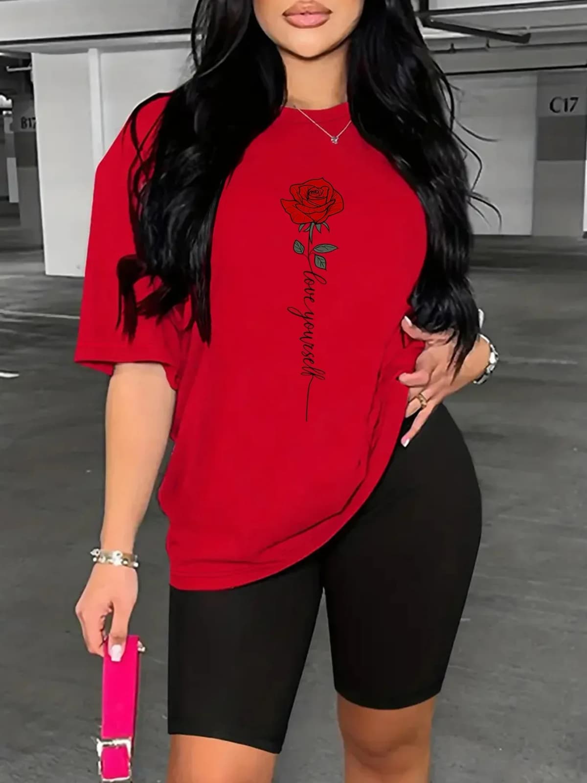 Rose Print Women's Sleeve Tops Tees Comfortable Casual Summer Fashion Summer Short Sleeved Harajuku Streetwear Tops Tees