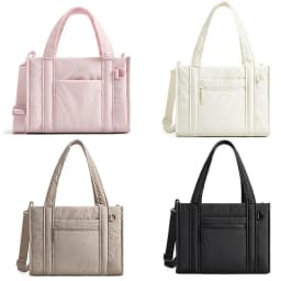 Nylon Puffer Tote Bag for Women Large Capacity Multiple Pockets Quilted Crossbody Bag Lightweight Casual Commuting Bags