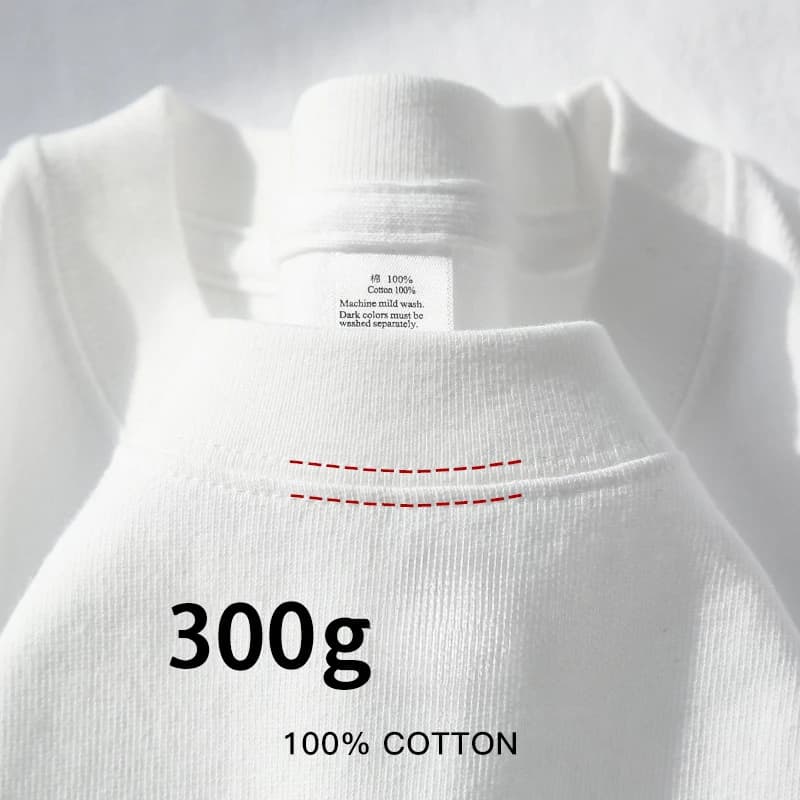 300g Cotton T-Shirts Men Short Sleeved Heavyweight Summer Round Neck Loose Breathable Shirt for Men Women Basic Tees