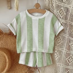 Kids Clothes Children's Striped Suit Short-sleeved+shorts 2-piece T-shirt Summer Baby Clothes Children Clothing Boys Girls