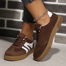 Faux Suede Brown Platform Sneakers Women 2026 Spring Non Slip Flat Heels Casual Walking Shoes Woman Thick Sole Vulcanize Shoes