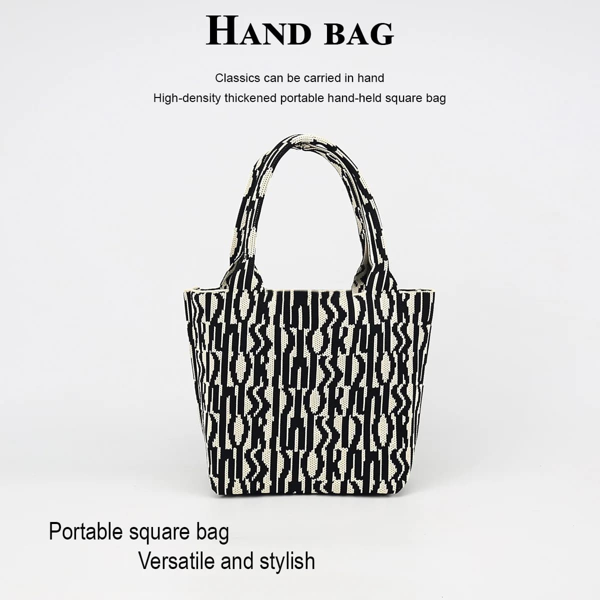 1 Stylish Handbag with Irregular Patterns, Made of Thick, Durable, Soft, Foldable Knit Fabric, with an Open Design for Easy Access, Perfect for Carrying Your Phone, Cosmetics, Water Bottle, and Other Items, Suitable for All Seasons