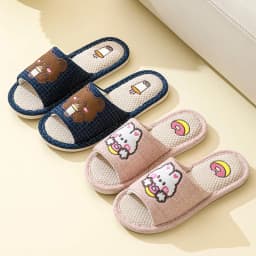 Linen Cotton All-Season Slippers, Unisex Breathable Soft Sole House Shoes, Non-Slip Hardwood Floor Indoor Home Slides for Couple