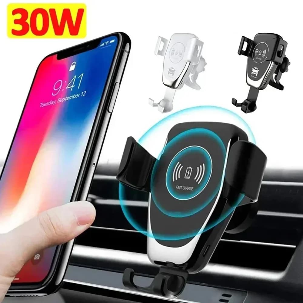 30W Car Wireless Charging Phone Holder 360° Rotation Car Navigation GPS Bracket For iPhone Xiaomi Samsung Fast Charging Station