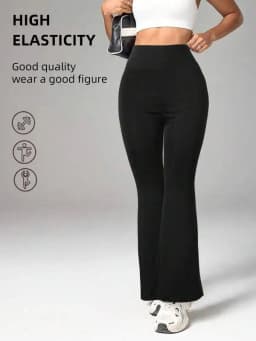 Women's spring and summer high waisted tight fitting flared pants, slim leg long black pants, thin wide leg pants for slim women