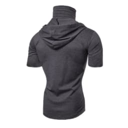 Men New Gym Thin Hoodie Short Sleeve Hoodies With Mask Sweatshirt Casual Splice Large Mask Hoodie Sweatshirt Hooded Tops Cycling