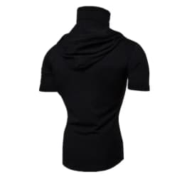 Men New Gym Thin Hoodie Short Sleeve Hoodies With Mask Sweatshirt Casual Splice Large Mask Hoodie Sweatshirt Hooded Tops Cycling