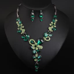 Crystal petal style necklace and earrings set. High-quality waterproof jewelry. Gift for your wife.