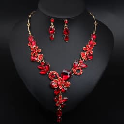 Crystal petal style necklace and earrings set. High-quality waterproof jewelry. Gift for your wife.