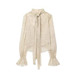 TFAFXY 2026 Spring Polka Dot Printed Women Translucent Blouse Long Sleeve Scarf Collar Loose Shirt Female Casual Top