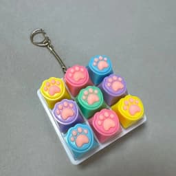 Cute Cat Claw Keychain 9 Keys Keyboard Decompression Keyring Clicker Button Stress Relief for Adult Office Anxiety Finger Keycap