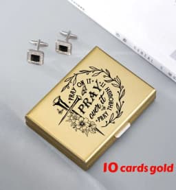 Minimalist Letter Print Credit Card Case Wallet Men Women Business Slim Wallet Stainless Steel Card Holder 10 Card Slot Gift