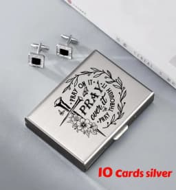 Minimalist Letter Print Credit Card Case Wallet Men Women Business Slim Wallet Stainless Steel Card Holder 10 Card Slot Gift