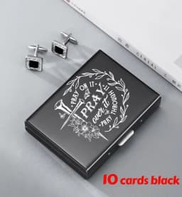 Minimalist Letter Print Credit Card Case Wallet Men Women Business Slim Wallet Stainless Steel Card Holder 10 Card Slot Gift