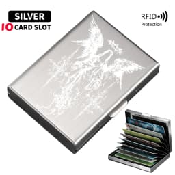 Minimalist Letter Print Credit Card Case Wallet Men Women Business Slim Wallet Stainless Steel Card Holder 10 Card Slot Gift
