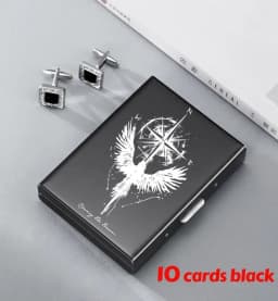 Minimalist Letter Print Credit Card Case Wallet Men Women Business Slim Wallet Stainless Steel Card Holder 10 Card Slot Gift