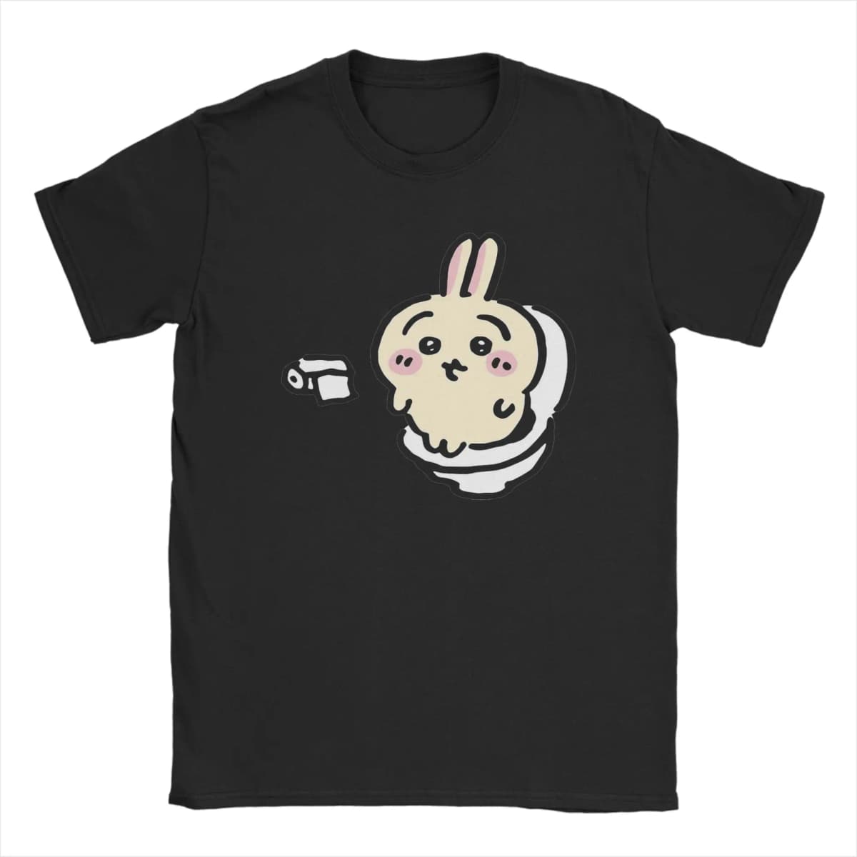 Men Usagi on the Toilet Potty Chiikawas Hachiware Poop Meme T Shirt 100% Cotton Clothes Round Neck Tee Shirt Gift Idea T-Shirts