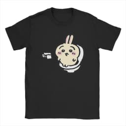 Men Usagi on the Toilet Potty Chiikawas Hachiware Poop Meme T Shirt 100% Cotton Clothes Round Neck Tee Shirt Gift Idea T-Shirts