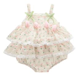 2026 Baby Girl Summer Princess Strap Bodysuit 0-2Y 3D Flower Thin Breathable Lace Tutu Infant Romper Newborn 100 Days Outfit