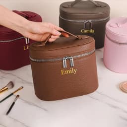 Personalized Makeup Bag, Custom Cosmetic Bag, Bridesmaid Makeup Bag, Leather Cosmetic Case, Women Toiletry Bag, Bridesmaid Gift