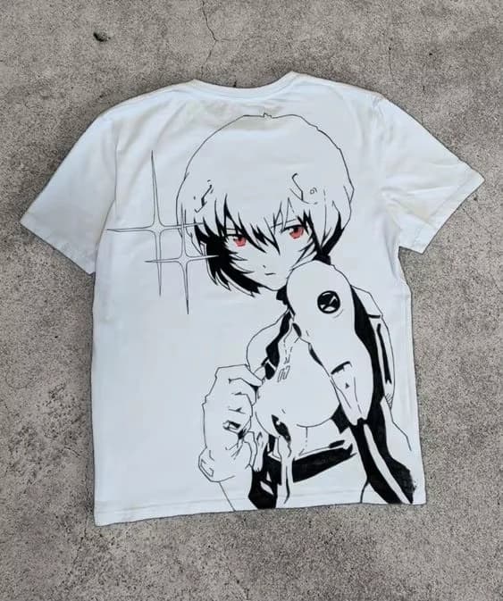 2026 New Neon Genesis Evangelion Rei Ayanami Printed Short Sleeve T-shirt Men's and Women's T-shirt Men's Top Sports T-shirt Tee