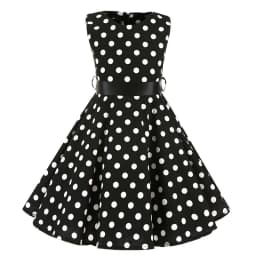 Vintage Retro Polka Dot Cotton Dresses for Kids Girls A-line Dresses Pleated Skirt Knee-Length Holiday Party Dress