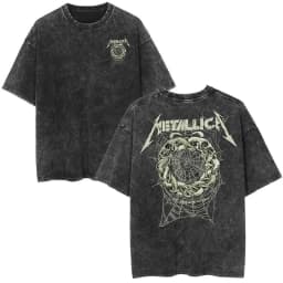 Metallica Rock Band's Vintage Washed Short Sleeved Round Neck Y2k Tshirt Men Clothing New in Top & Tees Mens T-Shirt Camisetas