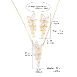 ZAKOL Exquisite Luxury Leaf AAA Zirconia Earring Necklace Bracelet Set for Women Buling Buling CZ Wedding Party Jewelry Set
