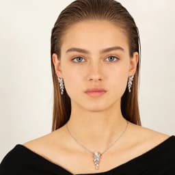 ZAKOL Exquisite Luxury Leaf AAA Zirconia Earring Necklace Bracelet Set for Women Buling Buling CZ Wedding Party Jewelry Set