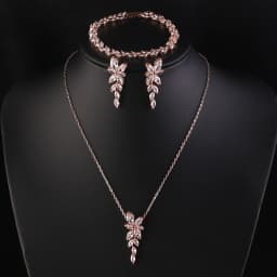 ZAKOL Exquisite Luxury Leaf AAA Zirconia Earring Necklace Bracelet Set for Women Buling Buling CZ Wedding Party Jewelry Set