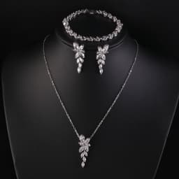ZAKOL Exquisite Luxury Leaf AAA Zirconia Earring Necklace Bracelet Set for Women Buling Buling CZ Wedding Party Jewelry Set