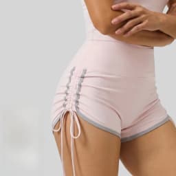 New Drawstring Sports Shorts Women High Waisted Contrasting Colors Shorts Workout Run Yoga Fitness Shorts Quick Drying Shorts