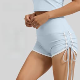New Drawstring Sports Shorts Women High Waisted Contrasting Colors Shorts Workout Run Yoga Fitness Shorts Quick Drying Shorts