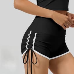 New Drawstring Sports Shorts Women High Waisted Contrasting Colors Shorts Workout Run Yoga Fitness Shorts Quick Drying Shorts