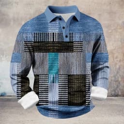 Men's Designer Patchwork Polo – Slim Fit Geometric Block Top for Art Events, Social Gatherings & Statement Outfits